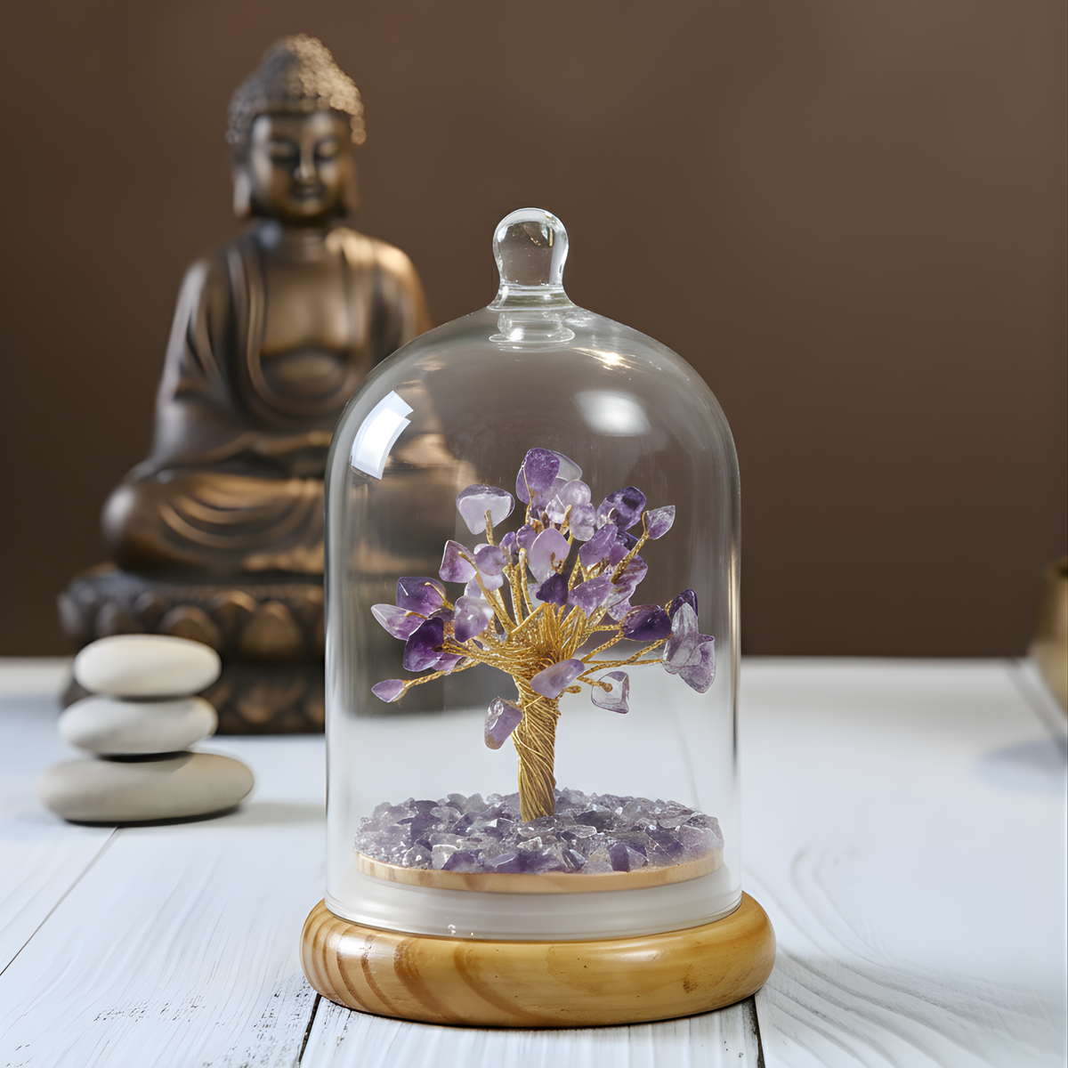 Amethyst Wish Tree In Glass Dome