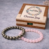 Couple offer Raw pyrite + Rose Quartz bracelet