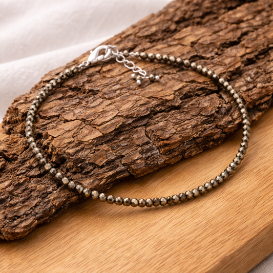 Raw Pyrite Anklet - Healing | Protection | Abundance