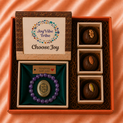 Raksha Bandhan Peace Gift Box (Amethyst Bracelet + Pyrite Zibu)