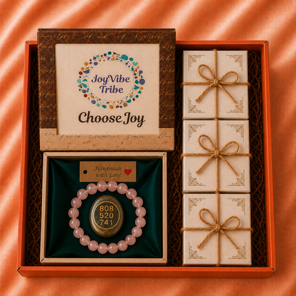 Raksha Bandhan Love Gift Box (Rose Quartz Bracelet + Pyrite Zibu)