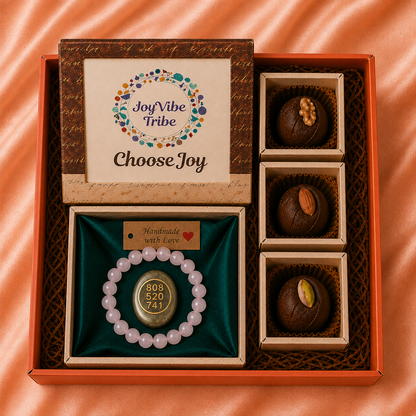 Raksha Bandhan Love Gift Box (Rose Quartz Bracelet + Pyrite Zibu)
