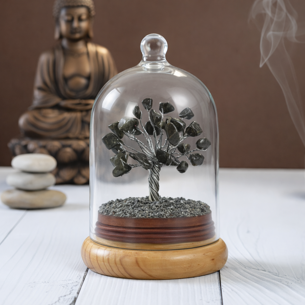 Pyrite Wish Tree In Glass Dome