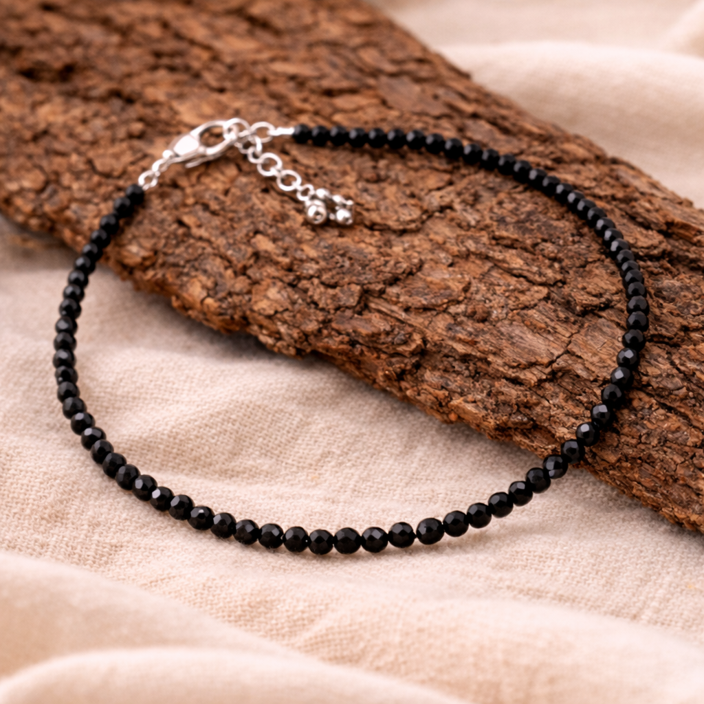 Black Tourmaline Anklet – Energy Shield | Healing | Grounding