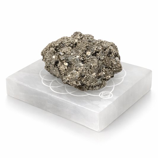Pyrite Raw Stone with Selenite Plate